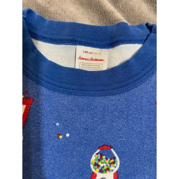 Hanna Andersson Gumball Pajamas Set Organic Cotton Size 10 Unisex Blue Long - Picture 2 of 3
